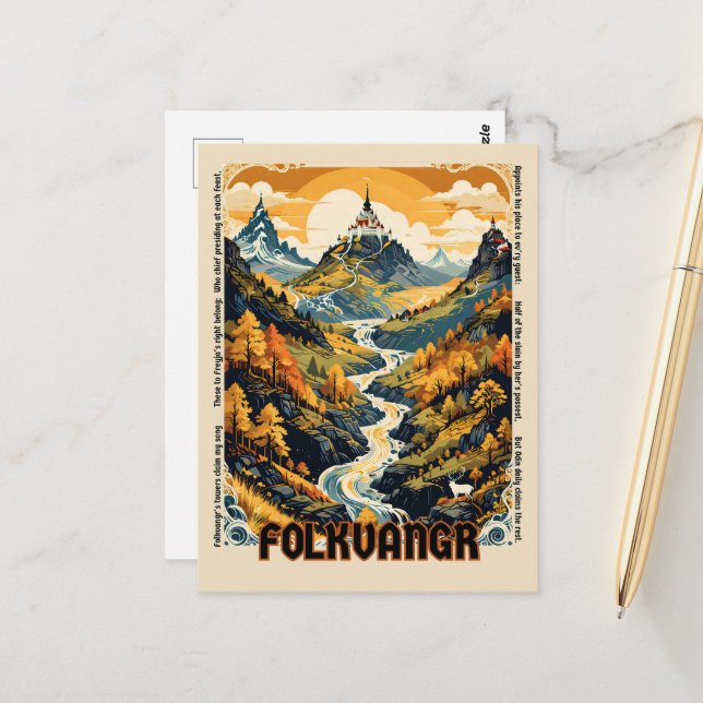 La tarjeta postal real de Freyja para la mitología (Anverso/Reverso In Situ)