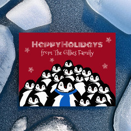 La tarjeta postal roja de los Navidades de la fami