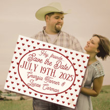 La tarjeta postal "Save-the Date" de Red Americana