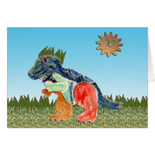 La tarjeta preocupante del dinosaurio