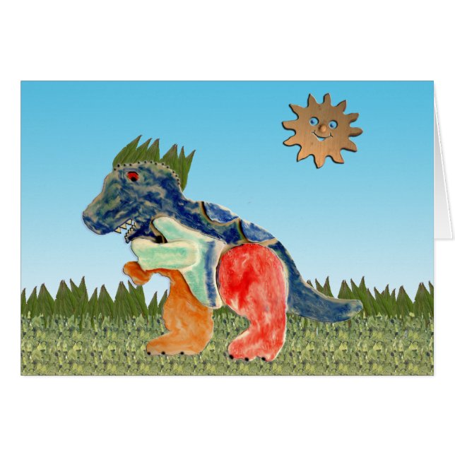 La tarjeta preocupante del dinosaurio (Anverso (Horizontal))