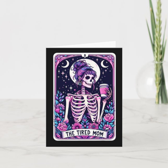 La Tarjeta Tarot de la Mamá Cansada Esqueleto Día  (Anverso)