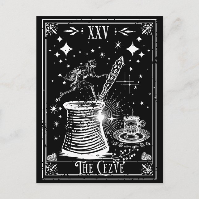 La tarjeta Tarot del café turco de Cezve (Anverso)