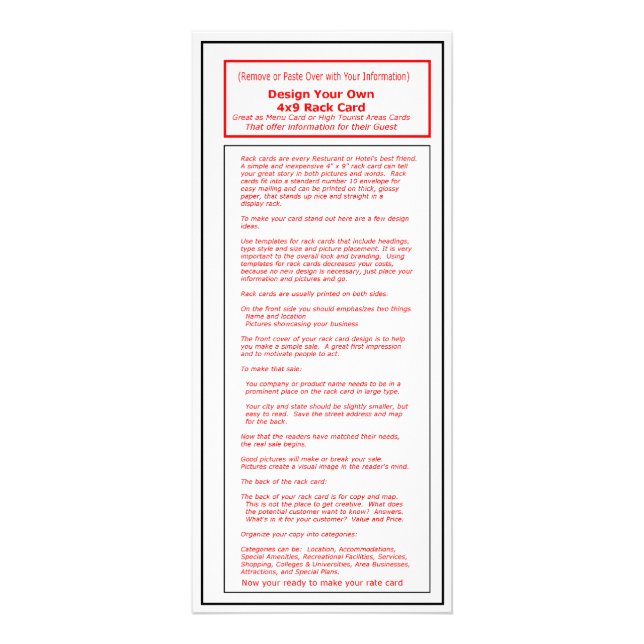 La tarjeta Template1 del estante de la serie 4x9 (Frente)