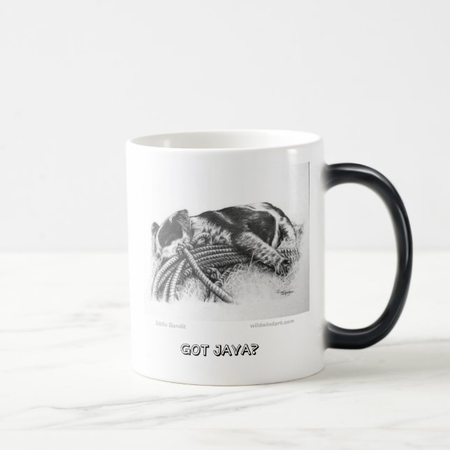 ¿La taza azul de Heeler "consiguió Java? " (Derecha)