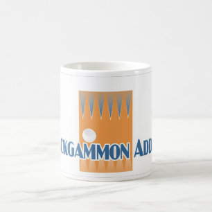 La taza blanca del adicto al backgammon