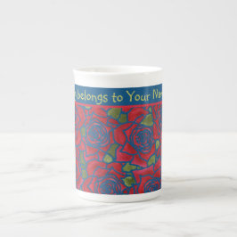 La taza china de hueso para personalizar: Roses ro