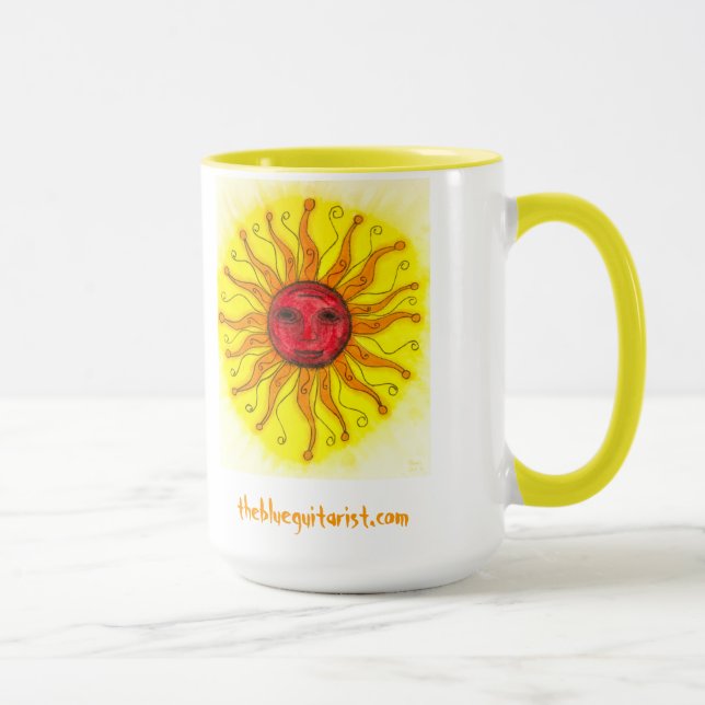 La taza de café azul del "reloj de sol" del (Derecha)