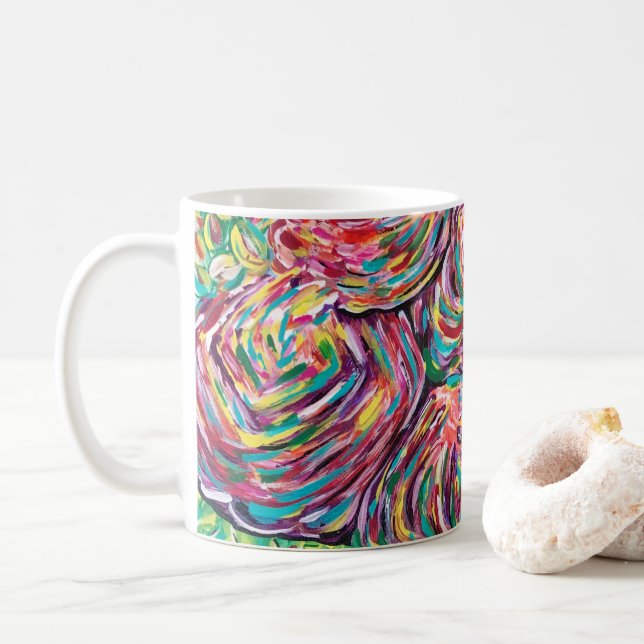 La taza de café bonita, taza artsy, pintores (Con donut)