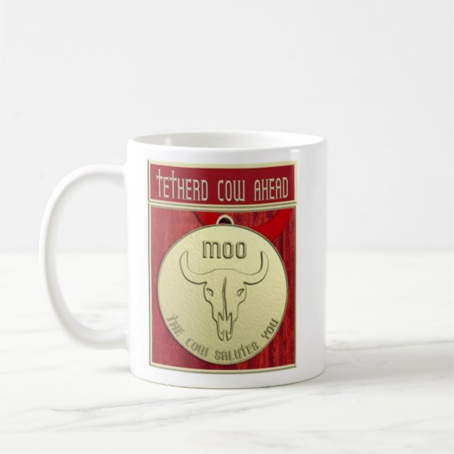 La taza de café clásica de la vaca de Tetherd (Izquierda)
