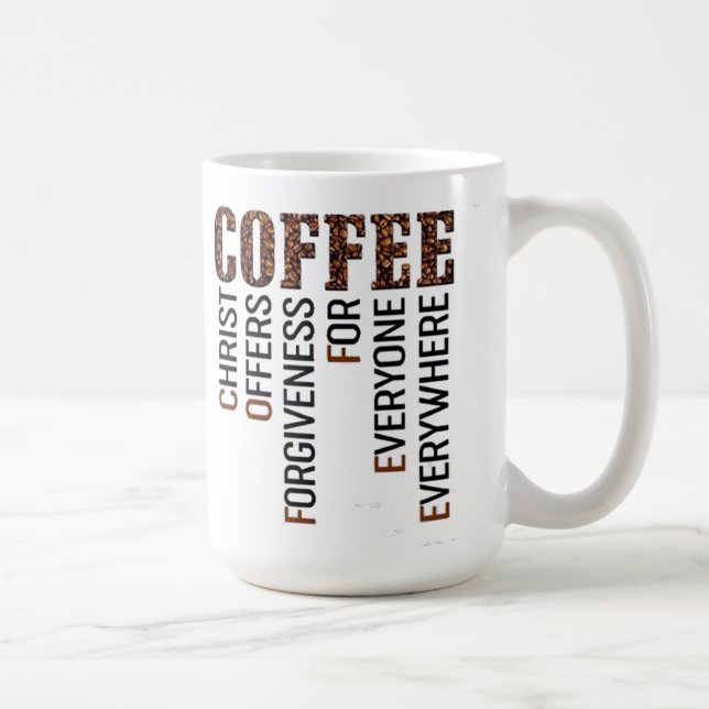 La TAZA de CAFÉ Cristo ofrece el perdón para cada (Derecha)