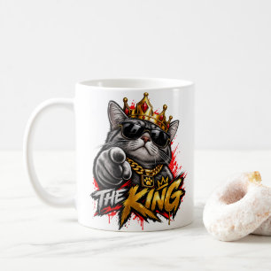 La taza de café de doble cara del gato genial rey