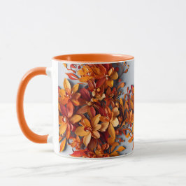 La taza de café de dos tonos Floral Naranja PD