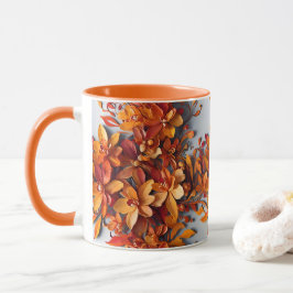 La taza de café de dos tonos Floral Naranja PD