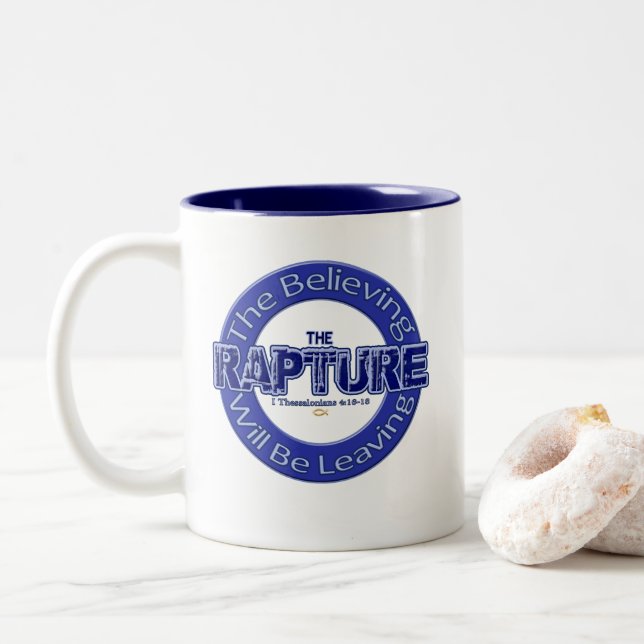 La taza de café religiosa cristiana de los (Con donut)