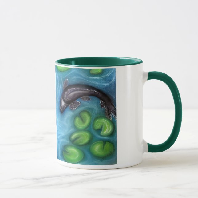 La taza de Koi verde y negro (Derecha)