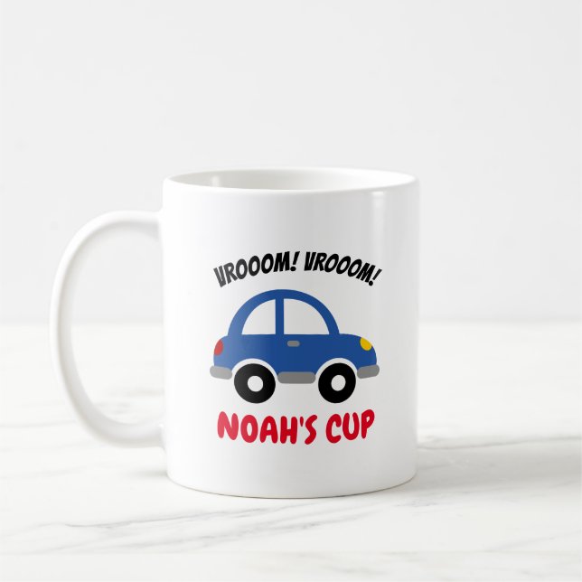 La taza del niño personalizado con el coche lindo (Izquierda)