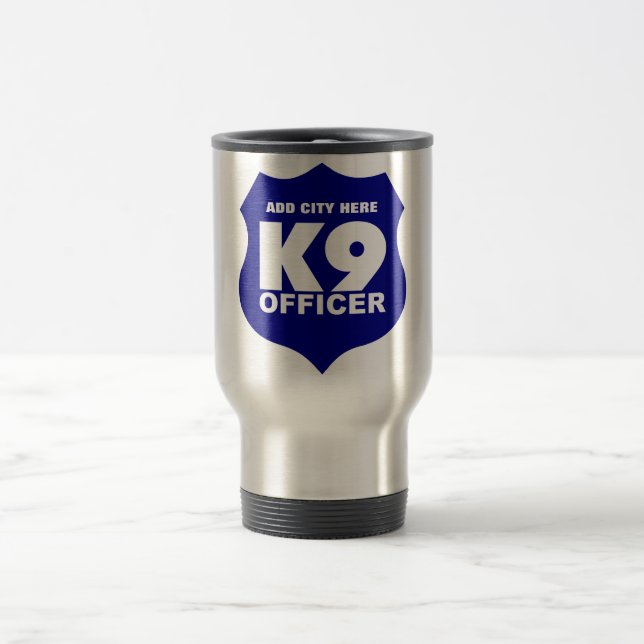 La taza del viaje del oficial K9 en azul, AÑADE LA (Centro)