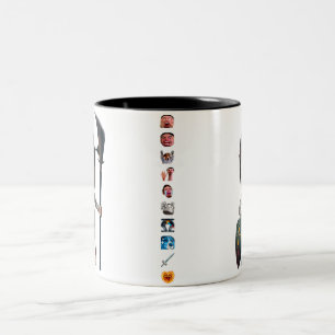 La taza feliz del avellanador con Emote la raya