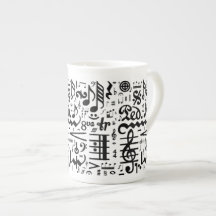 La taza musical de la porcelana de hueso de los