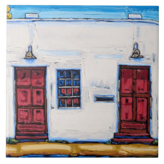 La teja decorativa de "dos puertas rojas"