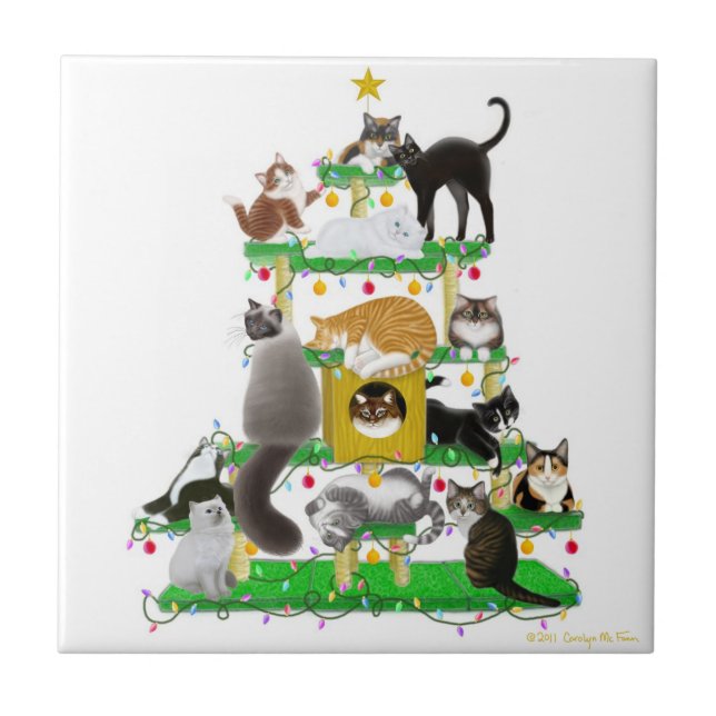 La teja del árbol del gato del navidad (Frente)