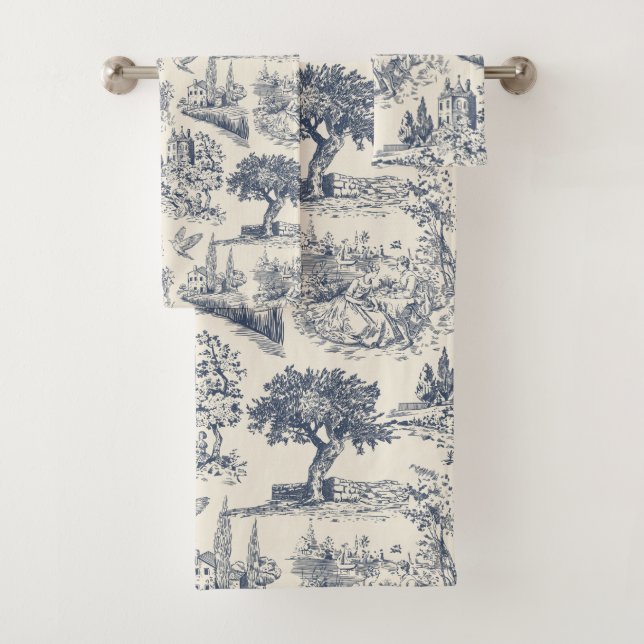 La tela azul romántica de Jouy, estilo campestre f (In situ)