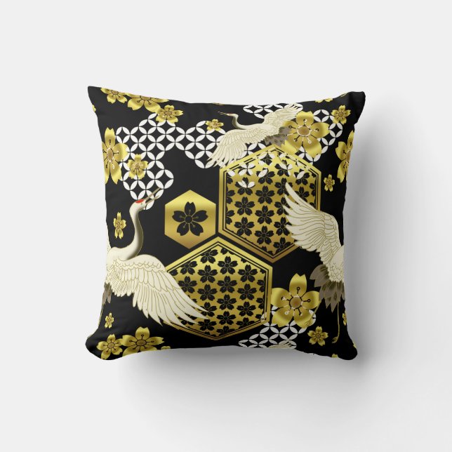 La tela japonesa del kimono diseñó la almohada de (Anverso)