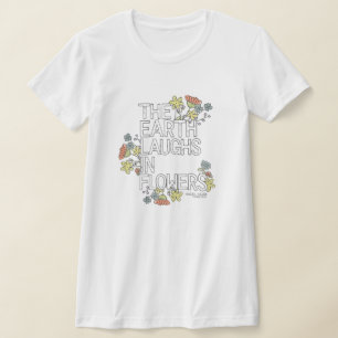 La tierra ríe en la camiseta de las flores