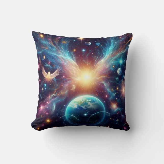 La Tierra y el espacio exterior en una almohada de (Anverso)