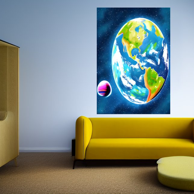 La Tierra y la Luna | Poster de arte de IA (Subido por el creador)