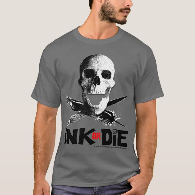 La "tinta o muere" camiseta gris (Anverso)