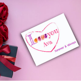 La tipografía acuarela ama la postal púrpura