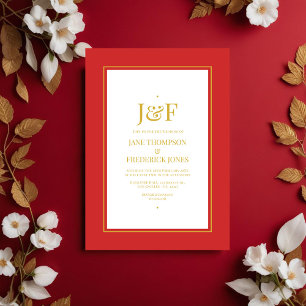 La tipografía de moda Invitación a la Boda Roja y 