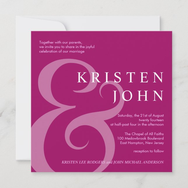 La tipografía moderna invitaciones a la boda (Anverso)