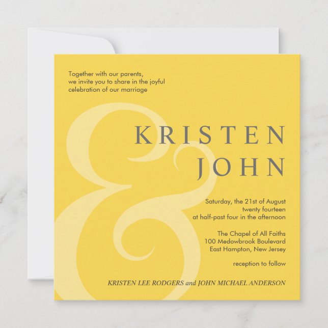La tipografía moderna invitaciones a la boda (Anverso)