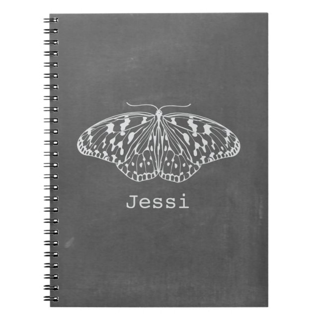 La tiza inspiró el cuaderno espiral de la mariposa (Frente)