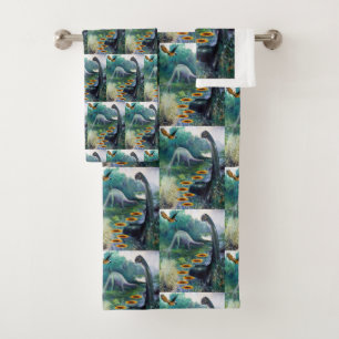 La toalla del cuarto de baño fija dinosaurios