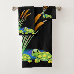 La toalla del cuarto de baño fija tortugas