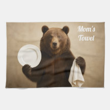 La toalla personalizada de cocina de oso de mamá