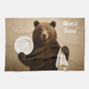 La toalla personalizada de cocina de oso de mamá