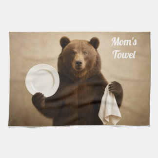 La toalla personalizada de cocina de oso de mamá