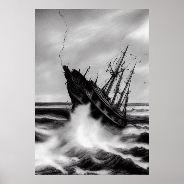 La tormenta en el mar | Poster de arte de IA (Frente)