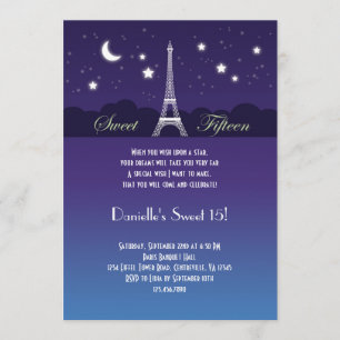 La Torre Eiffel Dulce Dieciséis Invitaciones