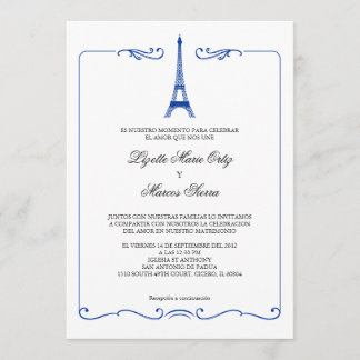 La Torre Eiffel Elegante Invitación a la Boda