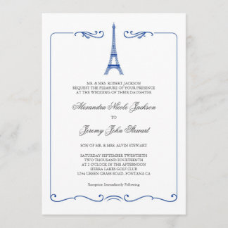 La Torre Eiffel Elegante Invitación a la Boda