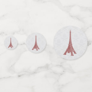 La Torre Eiffel Rojo Damask Wedding Confetti