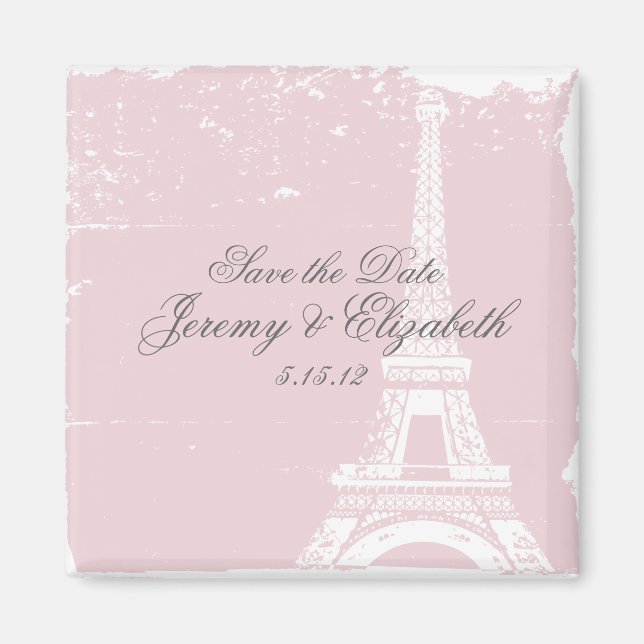 La Torre Eiffel Rosa Boda Favoritos al imán (Frente)