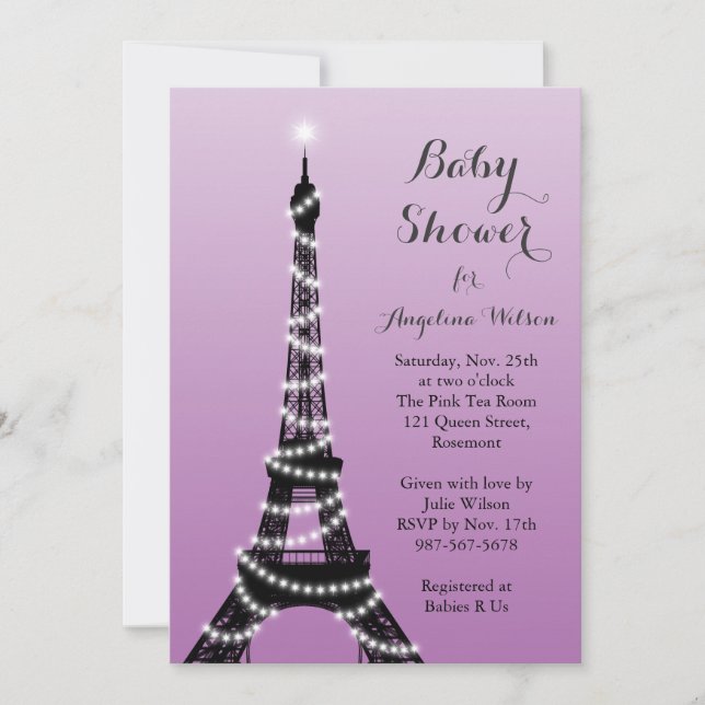La Torre Eiffel Twinkles Invitación Baby Shower (Anverso)