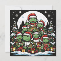 La tortuga está feliz con los regalos de Navidad 